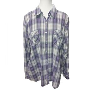 Sonoma Plaid Long Sleeved Button Down Shirt Plus Size 1X